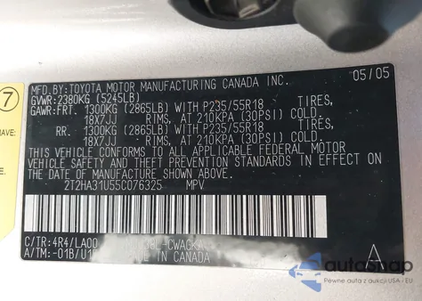 2005 Lexus Rx 330 из США, поврежденный, VIN 2T2HA31U55C076325